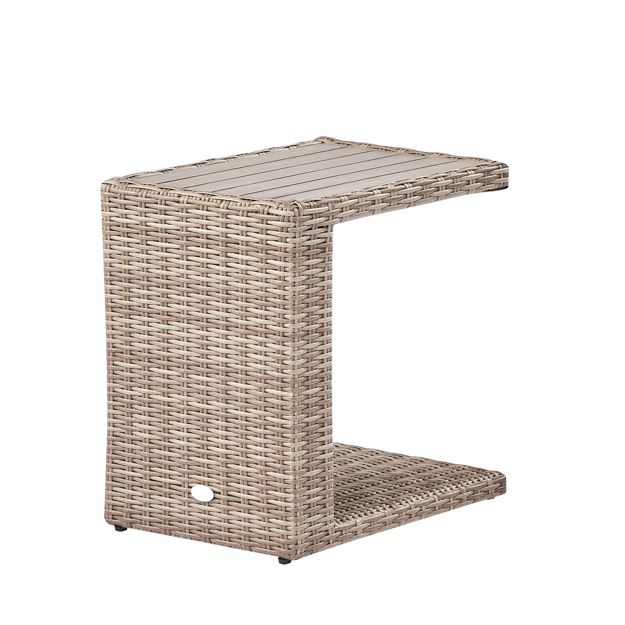 Hampshire Round Wicker Rattan Side Table, Natural | daals