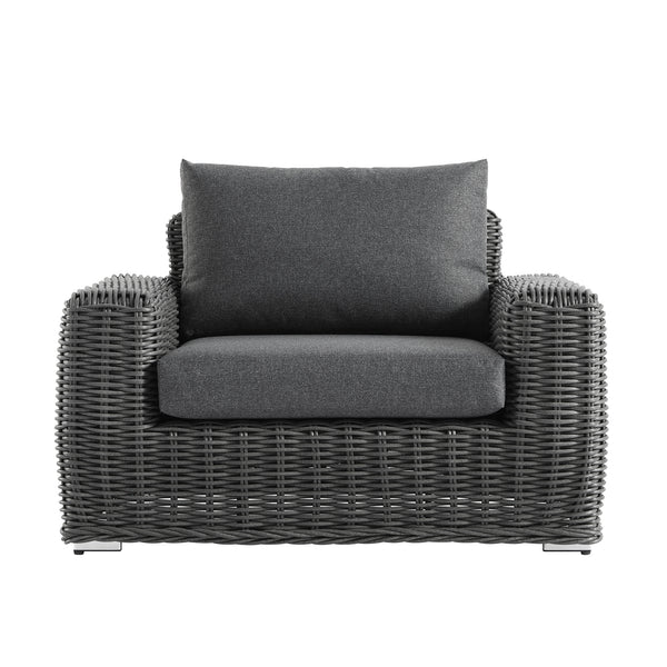 Bellagio Round Wicker Outdoor 1-Seater Sofa, Dark Grey
