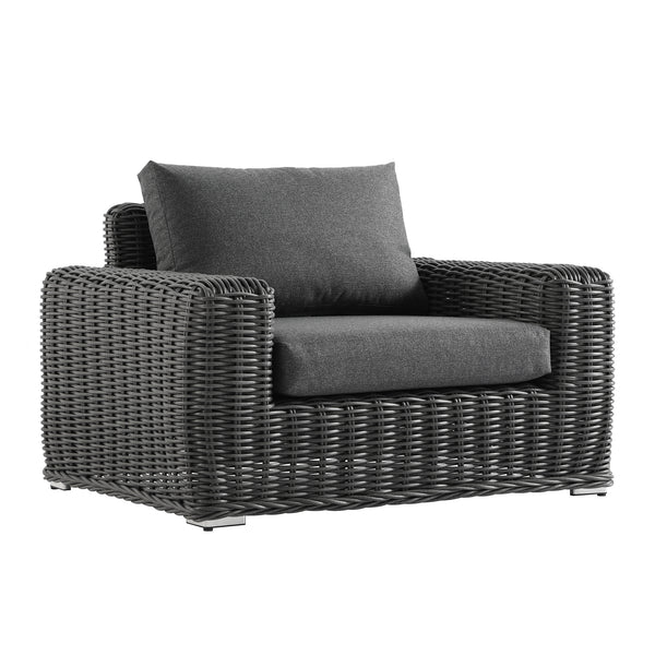 Bellagio Round Wicker Outdoor 1-Seater Sofa, Dark Grey
