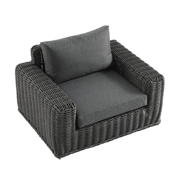 Bellagio Round Wicker Outdoor 1-Seater Sofa, Dark Grey