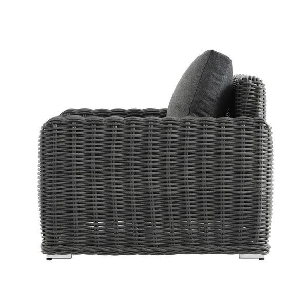 Bellagio Round Wicker Outdoor 1-Seater Sofa, Dark Grey