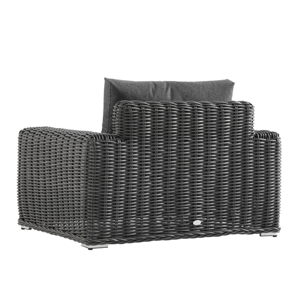 Bellagio Round Wicker Outdoor 1-Seater Sofa, Dark Grey