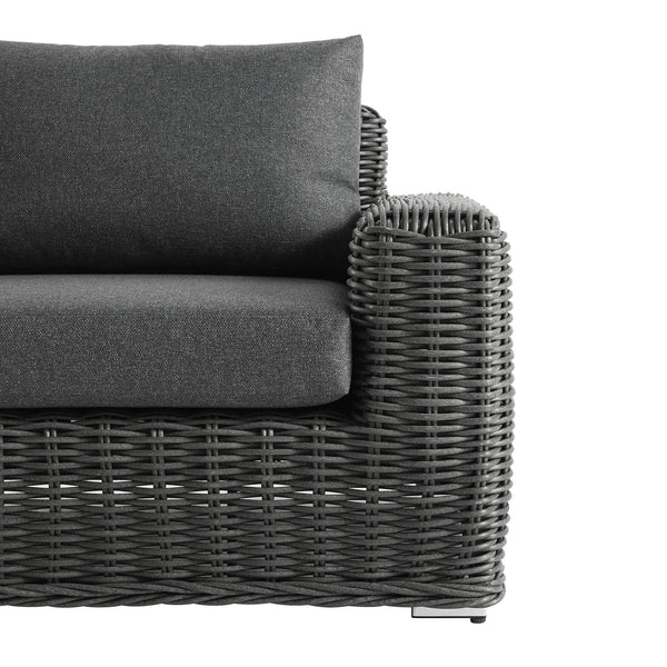 Bellagio Round Wicker Outdoor 1-Seater Sofa, Dark Grey