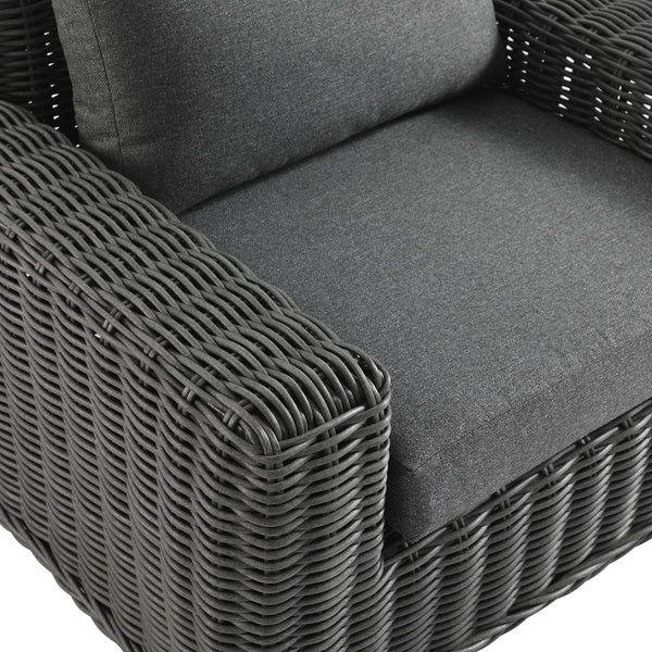Bellagio Round Wicker Outdoor 1-Seater Sofa, Dark Grey