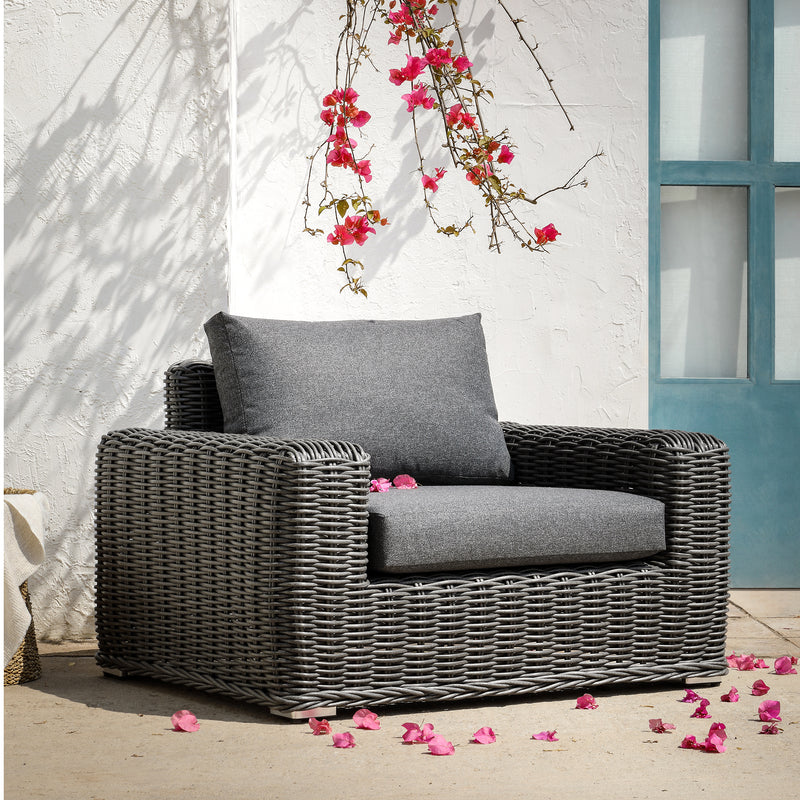 Bellagio Round Wicker Outdoor 1-Seater Sofa, Dark Grey