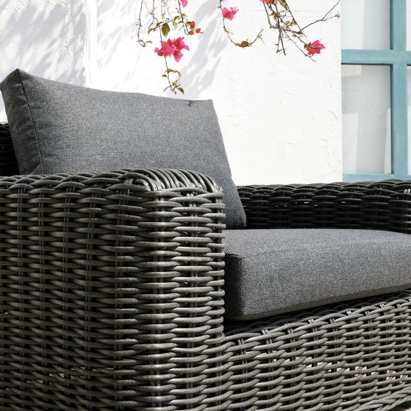 Bellagio Round Wicker Outdoor 1-Seater Sofa, Dark Grey