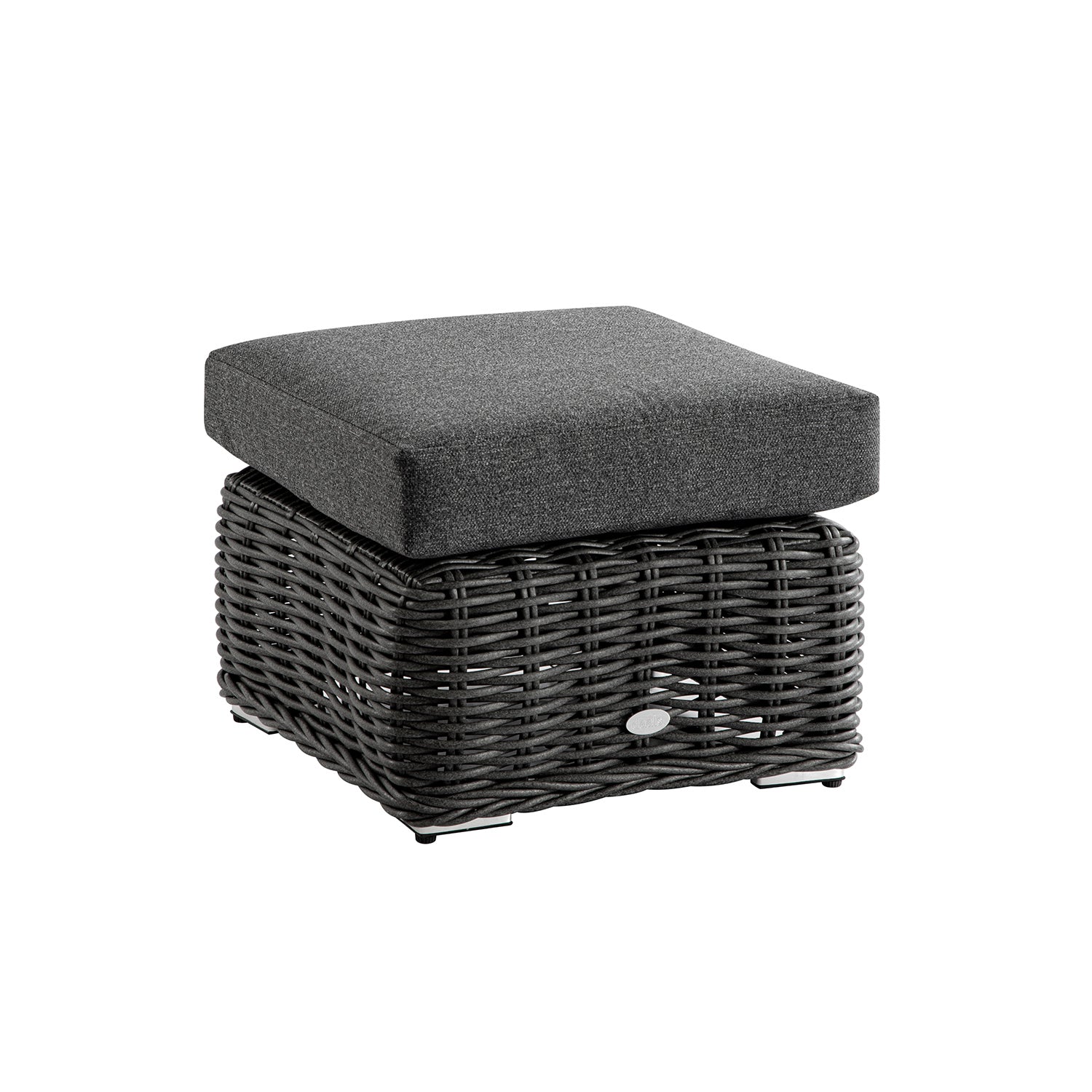 Bellagio Round Wicker Outdoor Footstool, Dark Grey