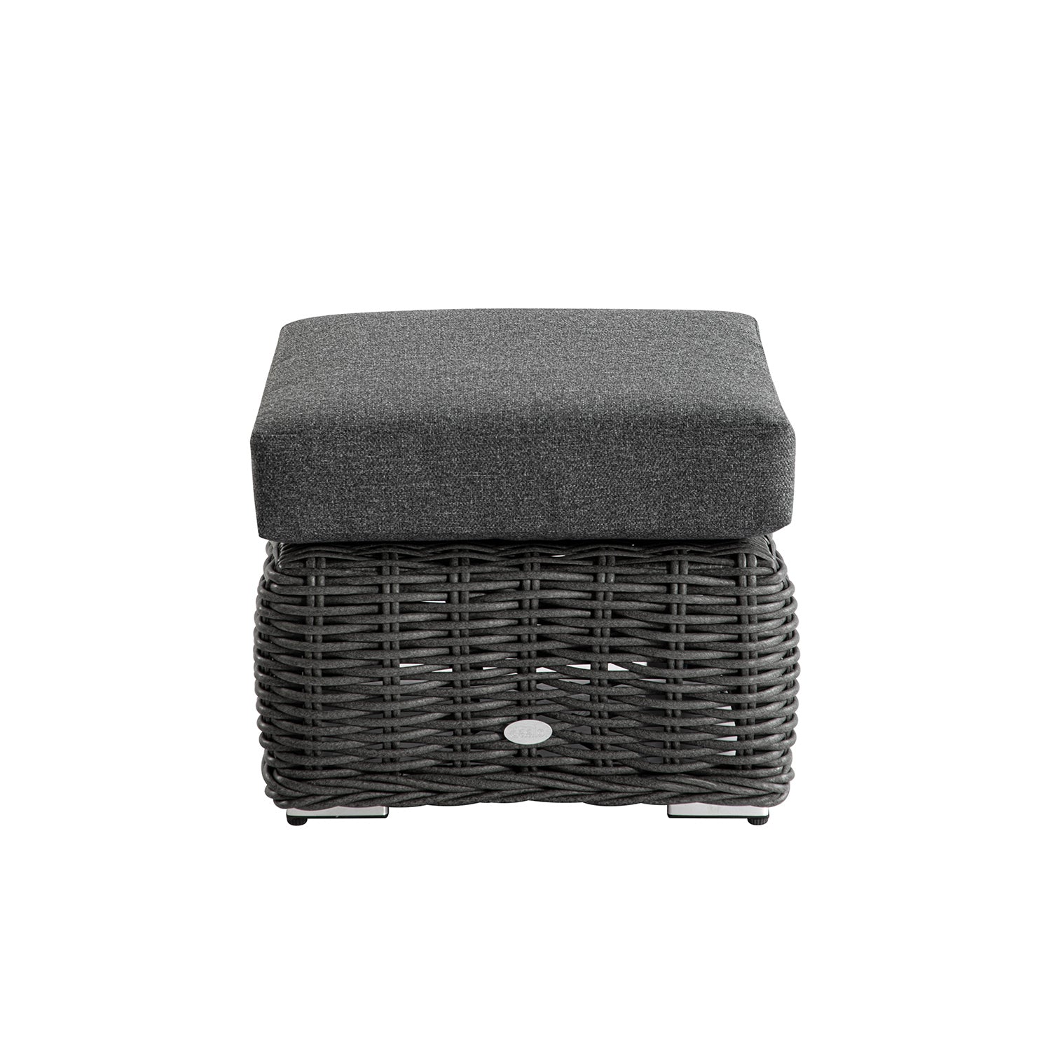 Bellagio Round Wicker Outdoor Footstool, Dark Grey