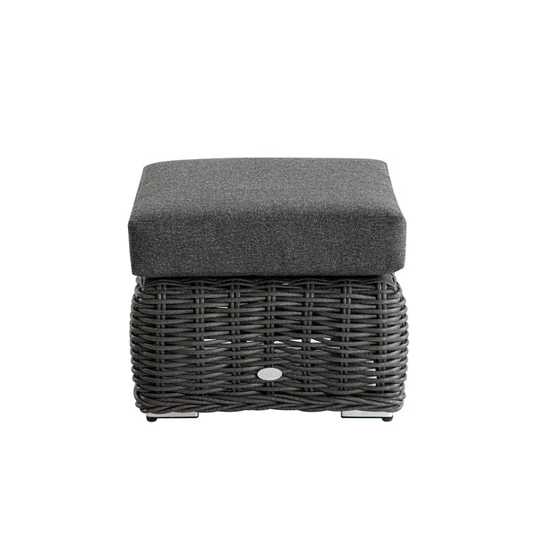 Bellagio Round Wicker Outdoor Footstool, Dark Grey - daals