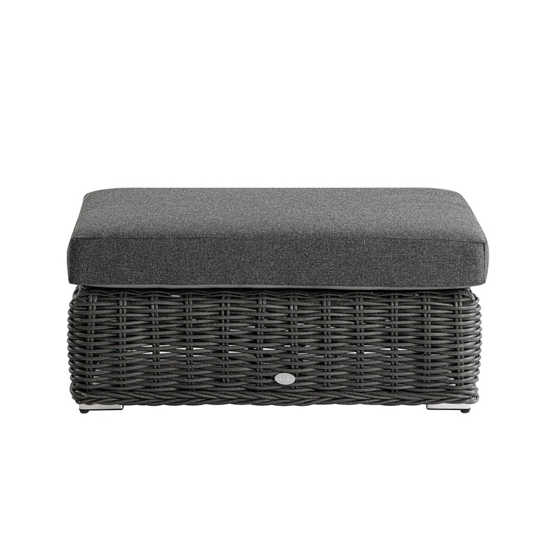 Bellagio Round Wicker Outdoor Bench, Dark Grey - daals