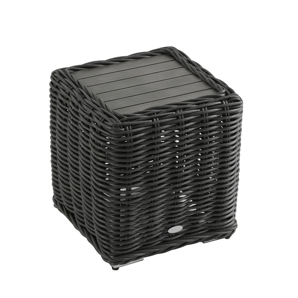 Bellagio Round Wicker Outdoor Side Table, Dark Grey