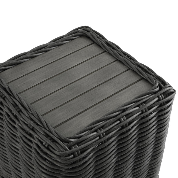 Bellagio Round Wicker Outdoor Side Table, Dark Grey