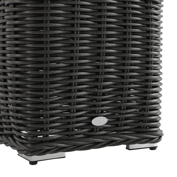 Bellagio Round Wicker Outdoor Side Table, Dark Grey