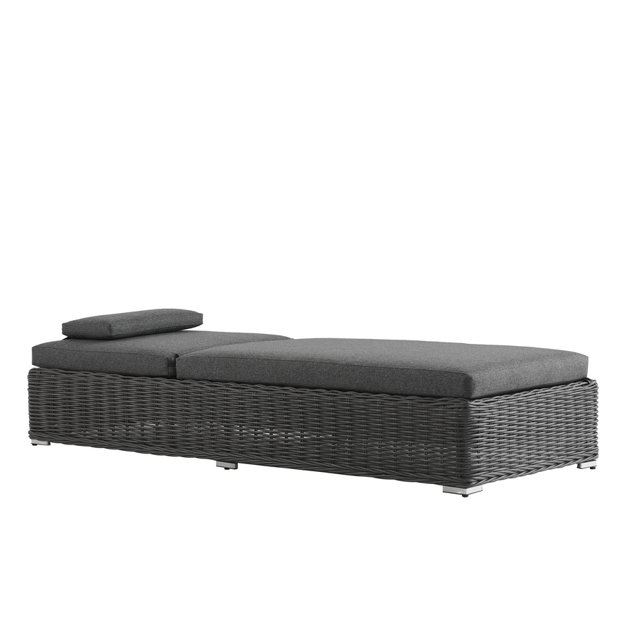Bellagio Round Wicker Sun Lounger with Headrest, Dark Grey - daals