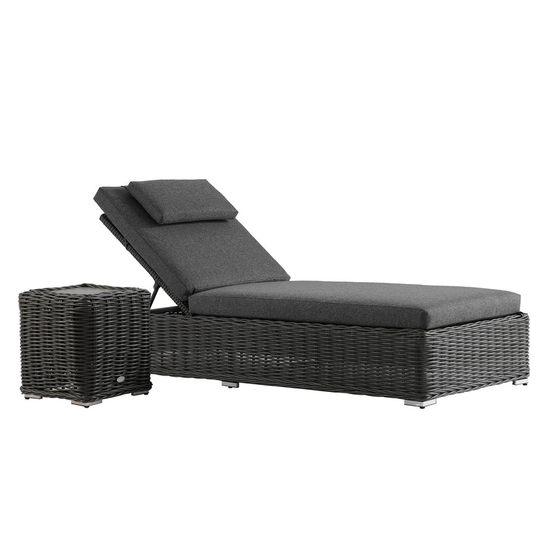 Bellagio Round Wicker Sun Lounger with Headrest, Dark Grey - daals