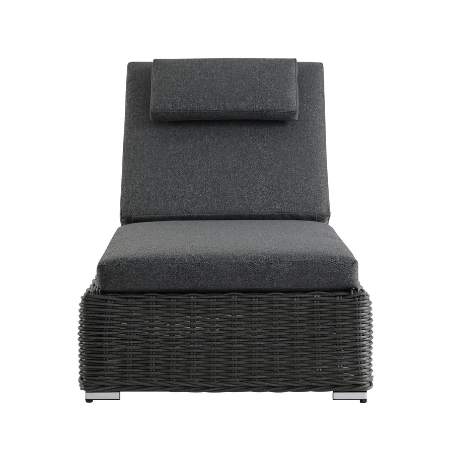 Bellagio Round Wicker Sun Lounger with Headrest, Dark Grey - daals