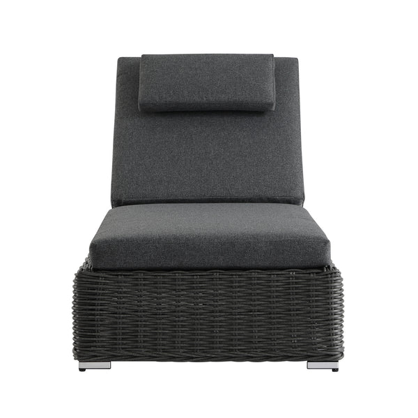 Bellagio Round Wicker Sun Lounger with Headrest, Dark Grey - daals