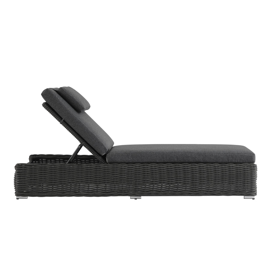 Bellagio Round Wicker Sun Lounger with Headrest, Dark Grey - daals