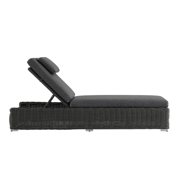 Bellagio Round Wicker Sun Lounger with Headrest, Dark Grey - daals