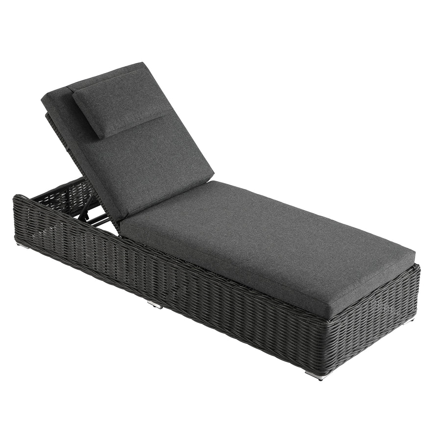 Bellagio Round Wicker Sun Lounger with Headrest, Dark Grey - daals