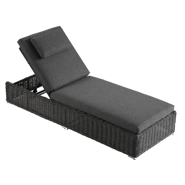 Bellagio Round Wicker Sun Lounger with Headrest, Dark Grey - daals