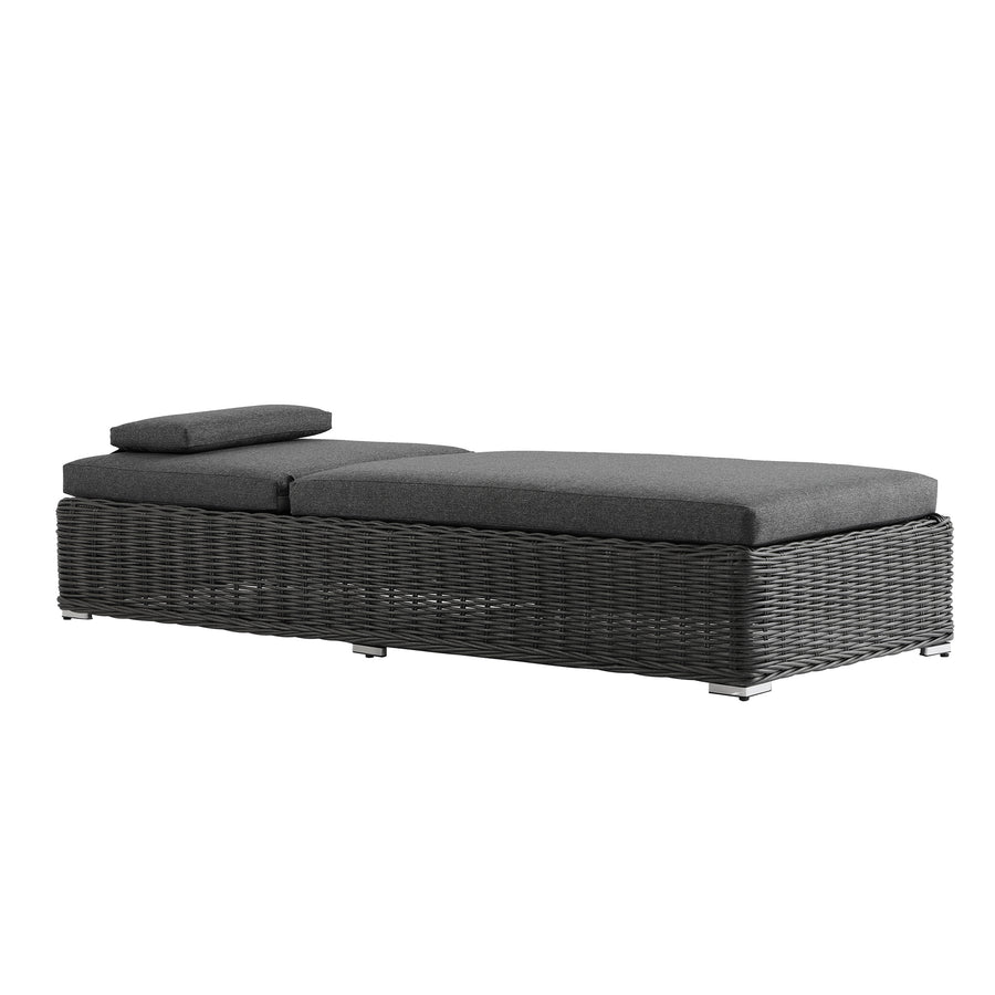 Bellagio Round Wicker Sun Lounger with Headrest, Dark Grey - daals
