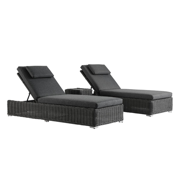 Bellagio Round Wicker Sun Lounger with Headrest, Dark Grey - daals