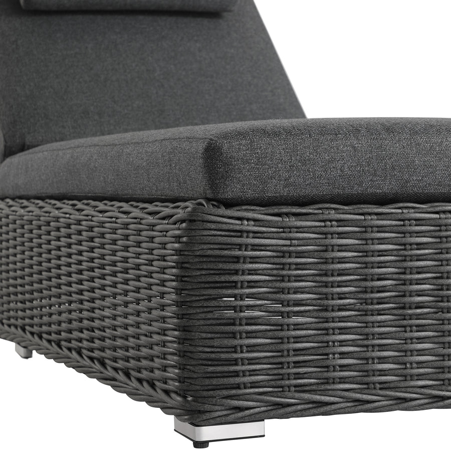 Bellagio Round Wicker Sun Lounger with Headrest, Dark Grey - daals