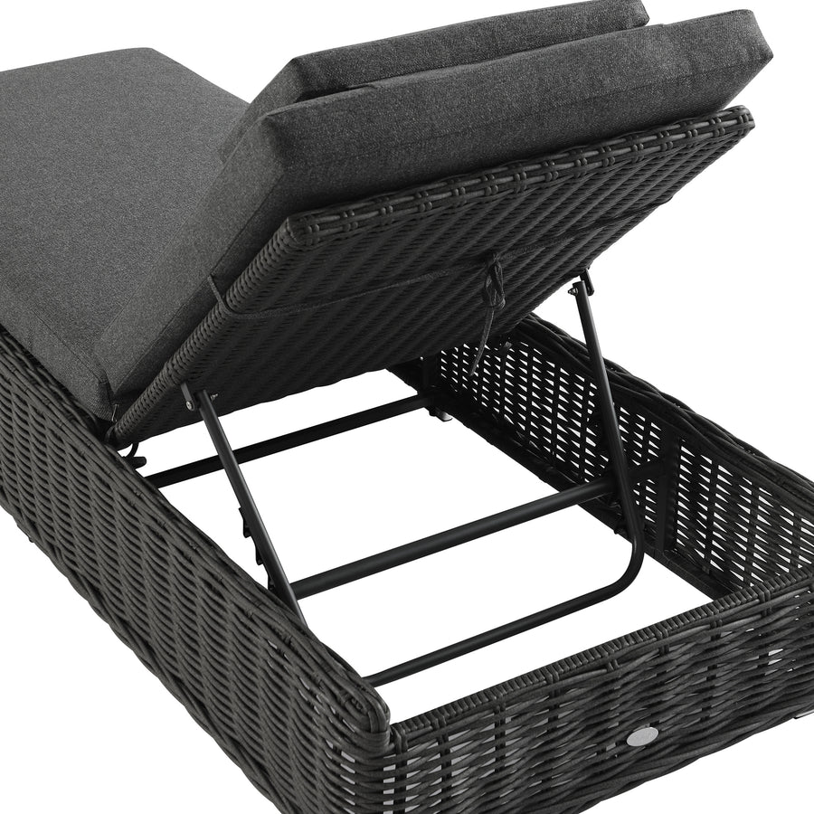 Bellagio Round Wicker Sun Lounger with Headrest, Dark Grey - daals