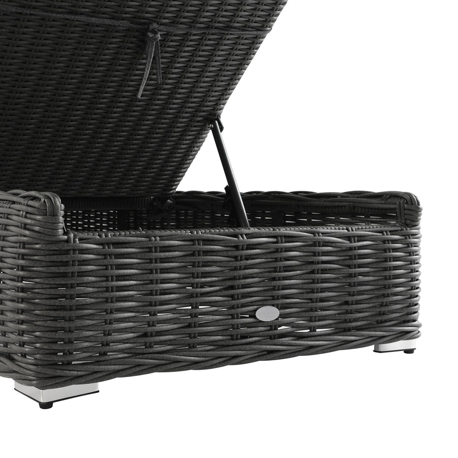 Bellagio Round Wicker Sun Lounger with Headrest, Dark Grey - daals