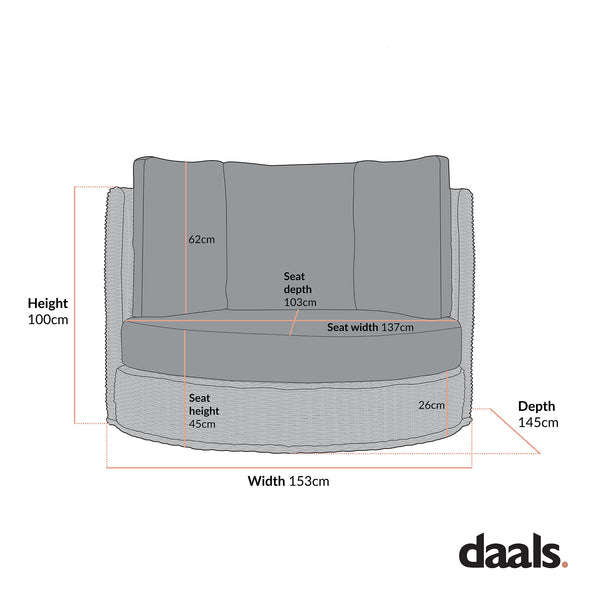 Bellagio Round Wicker Swivel Daybed, Natural