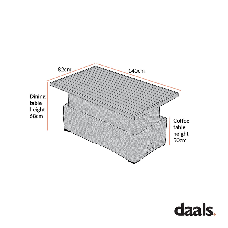 Bellagio Round Wicker Outdoor Rising Table, Light Grey