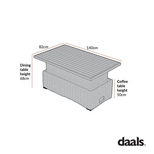 Bellagio Round Wicker Outdoor Rising Table, Light Grey