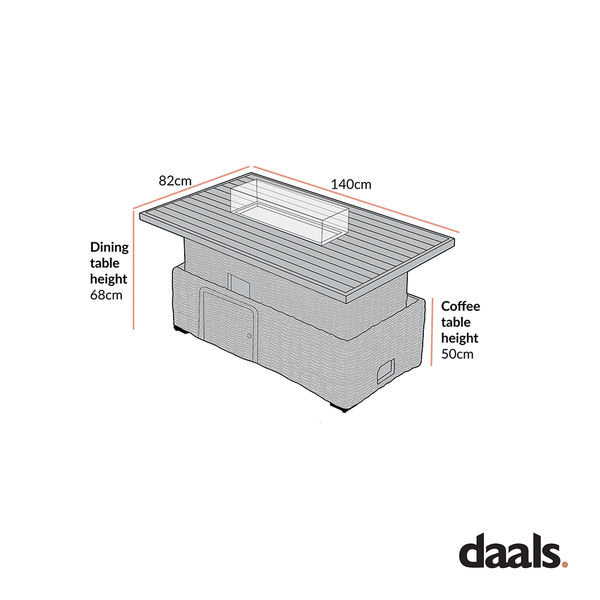 Bellagio Round Wicker Outdoor Rising Firepit Table, Light Grey
