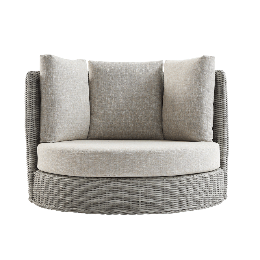 Bellagio Round Wicker Swivel Daybed, Light Grey - daals