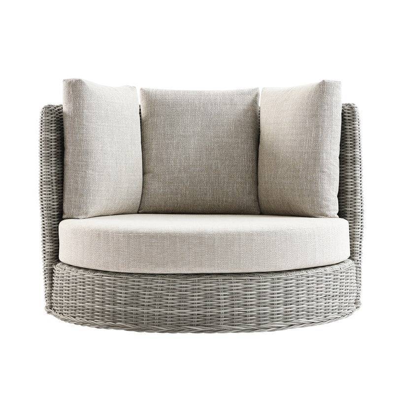 Bellagio Round Wicker Swivel Daybed, Light Grey