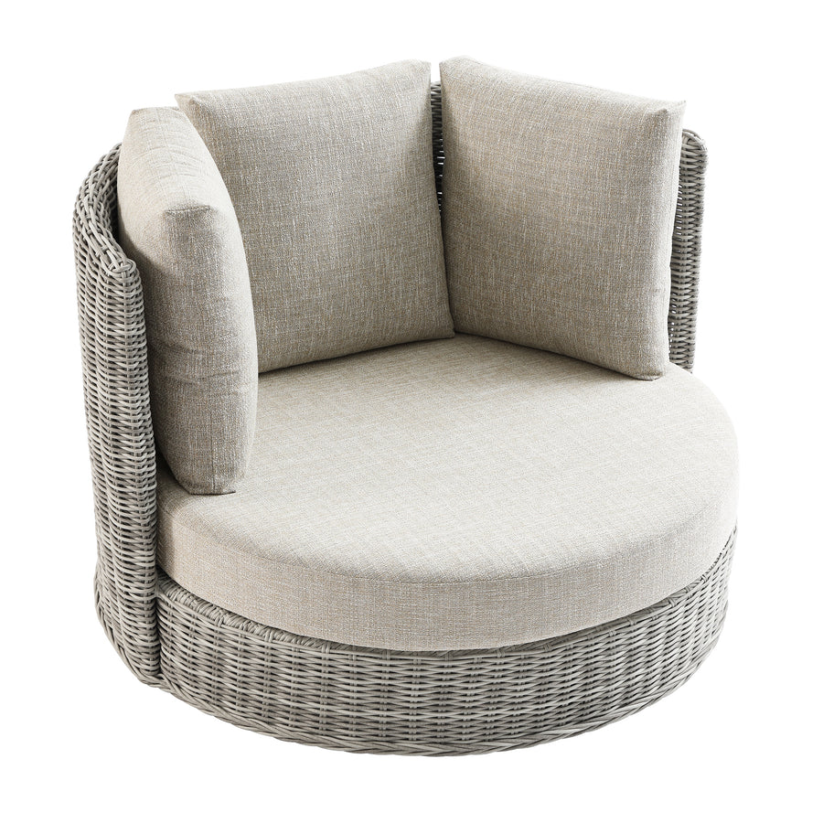 Bellagio Round Wicker Swivel Daybed, Light Grey - daals