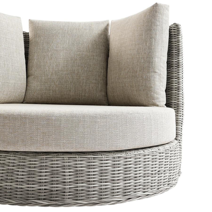 Bellagio Round Wicker Swivel Daybed, Light Grey - daals