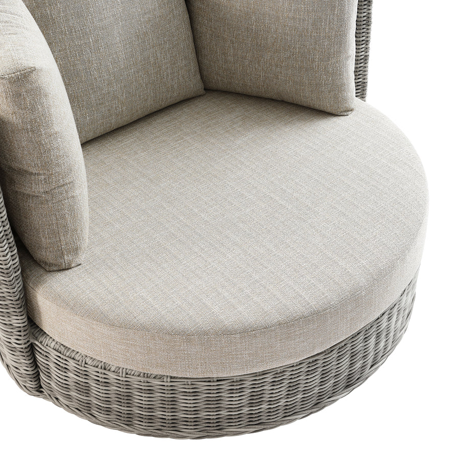 Bellagio Round Wicker Swivel Daybed, Light Grey - daals