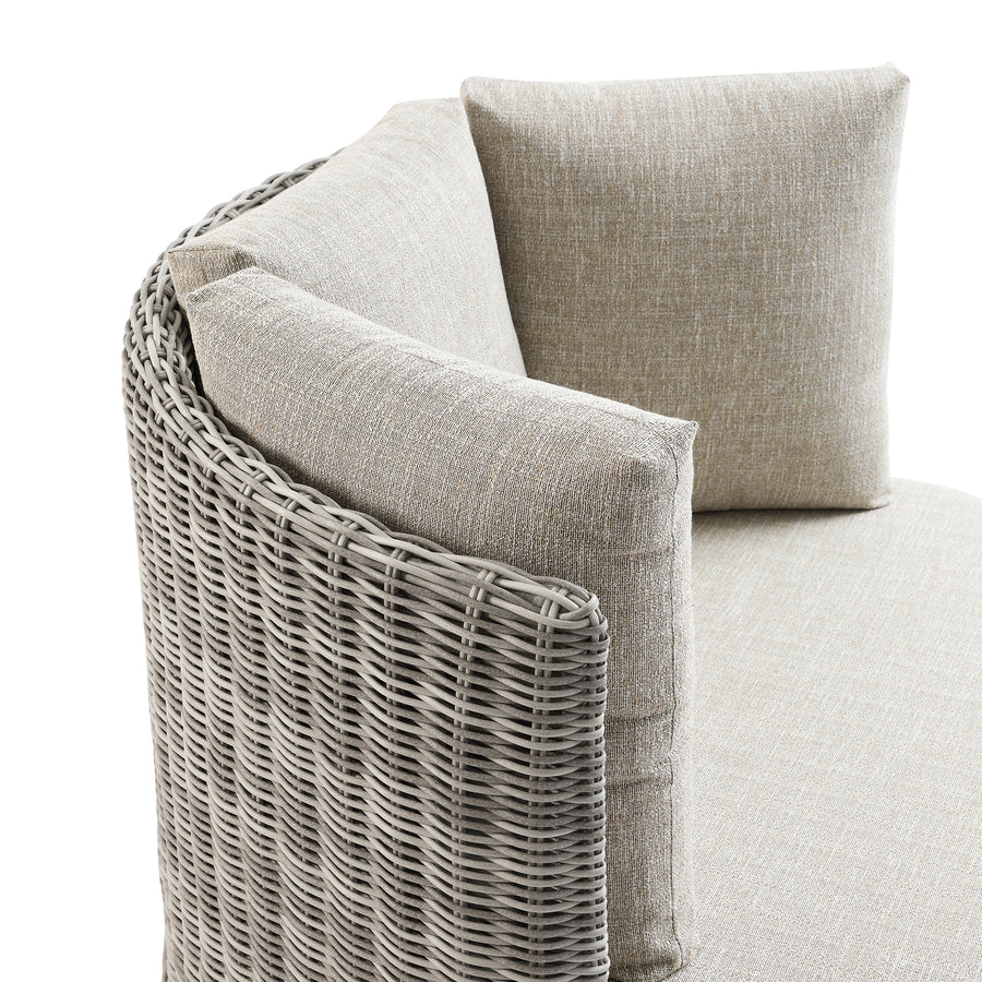 Bellagio Round Wicker Swivel Daybed, Light Grey - daals