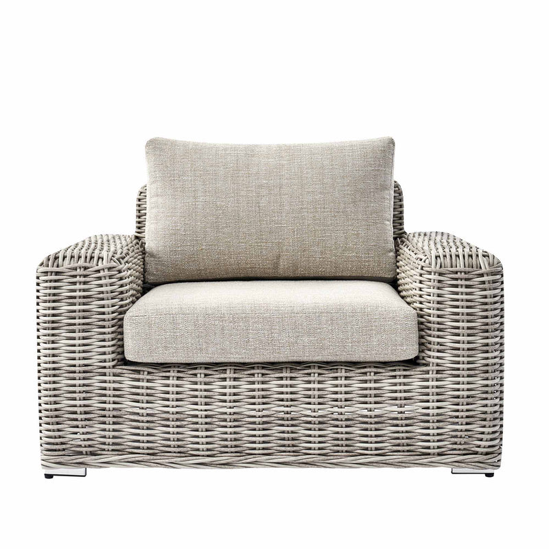 Bellagio Round Wicker Outdoor 1-Seater Sofa, Light Grey