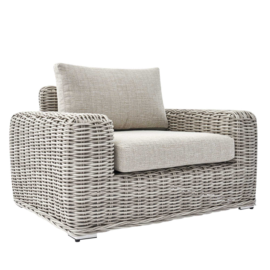 Bellagio Round Wicker Outdoor 1-Seater Sofa, Light Grey