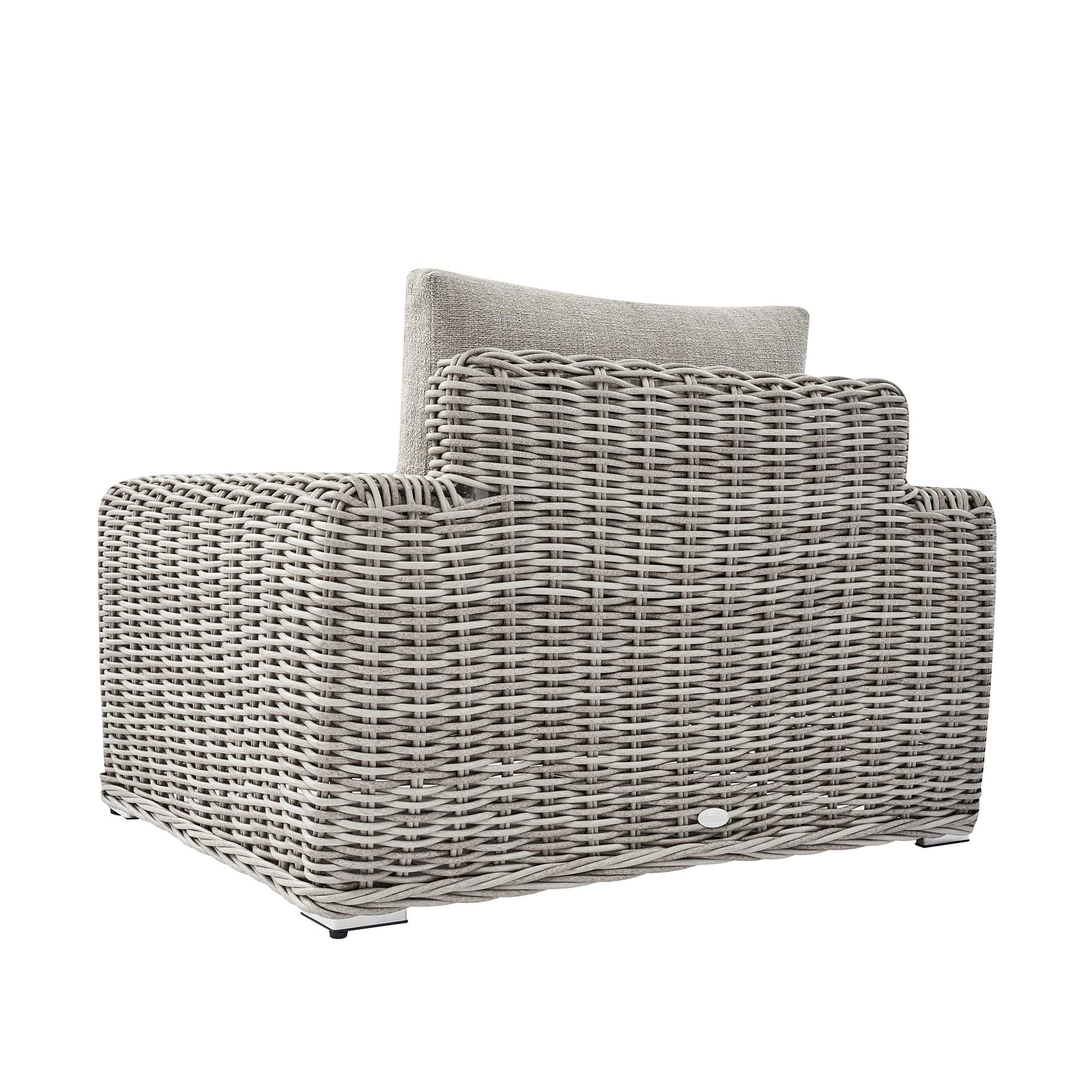 Bellagio Round Wicker Outdoor 1-Seater Sofa, Light Grey