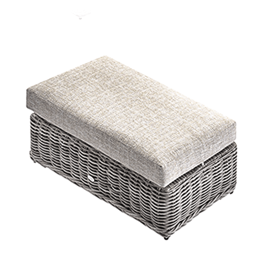 Bellagio Round Wicker Outdoor Bench, Light Grey