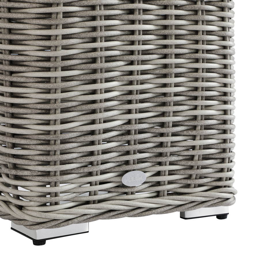 Bellagio Round Wicker Outdoor Side Table, Light Grey
