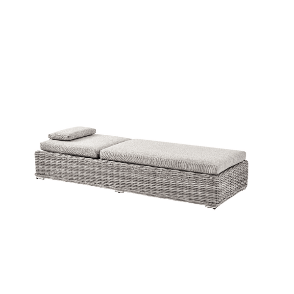 Bellagio Round Wicker Sun Lounger with Headrest, Light Grey - daals