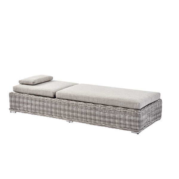 Bellagio Round Wicker Sun Lounger with Headrest, Light Grey