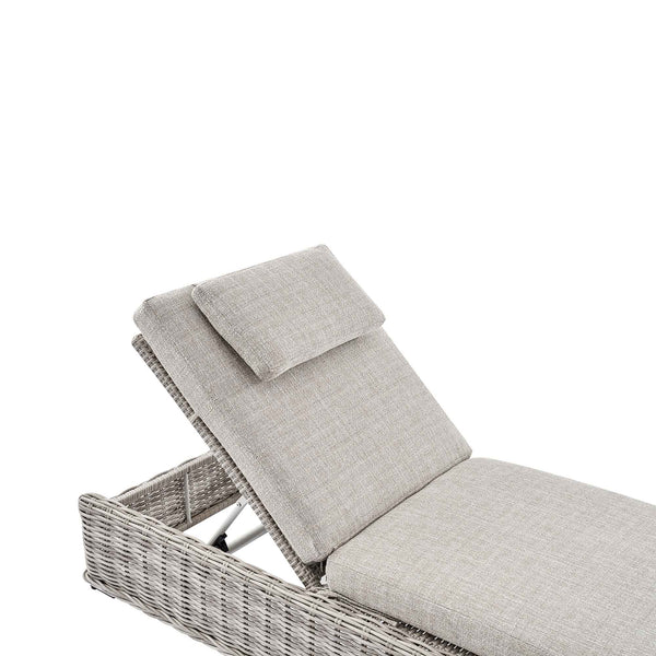 Bellagio Round Wicker Sun Lounger with Headrest, Light Grey