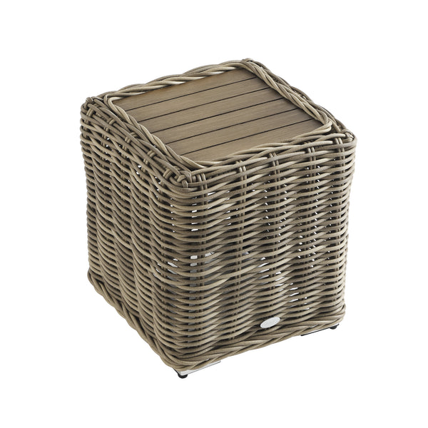 Bellagio Round Wicker Outdoor Side Table, Natural
