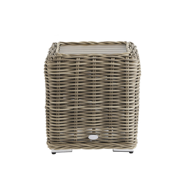 Bellagio Round Wicker Outdoor Side Table, Natural